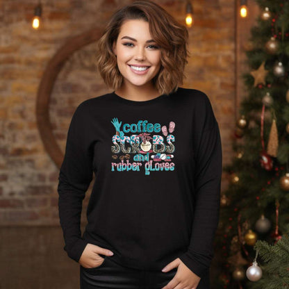 Coffee, Scrubs & Rubber Gloves (Adult Unisex Long Sleeve T-Shirt)