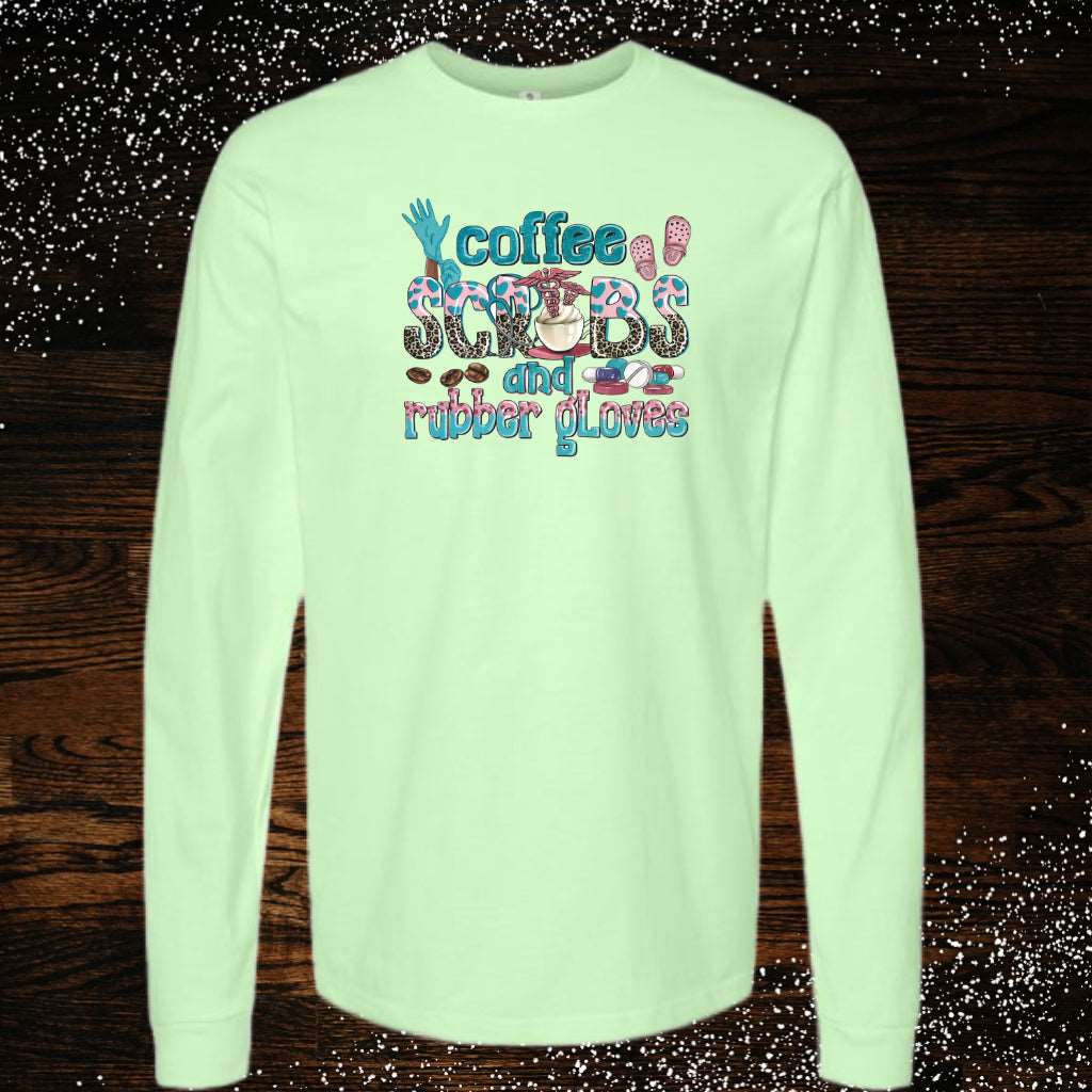 Coffee, Scrubs & Rubber Gloves (Adult Unisex Long Sleeve T-Shirt)