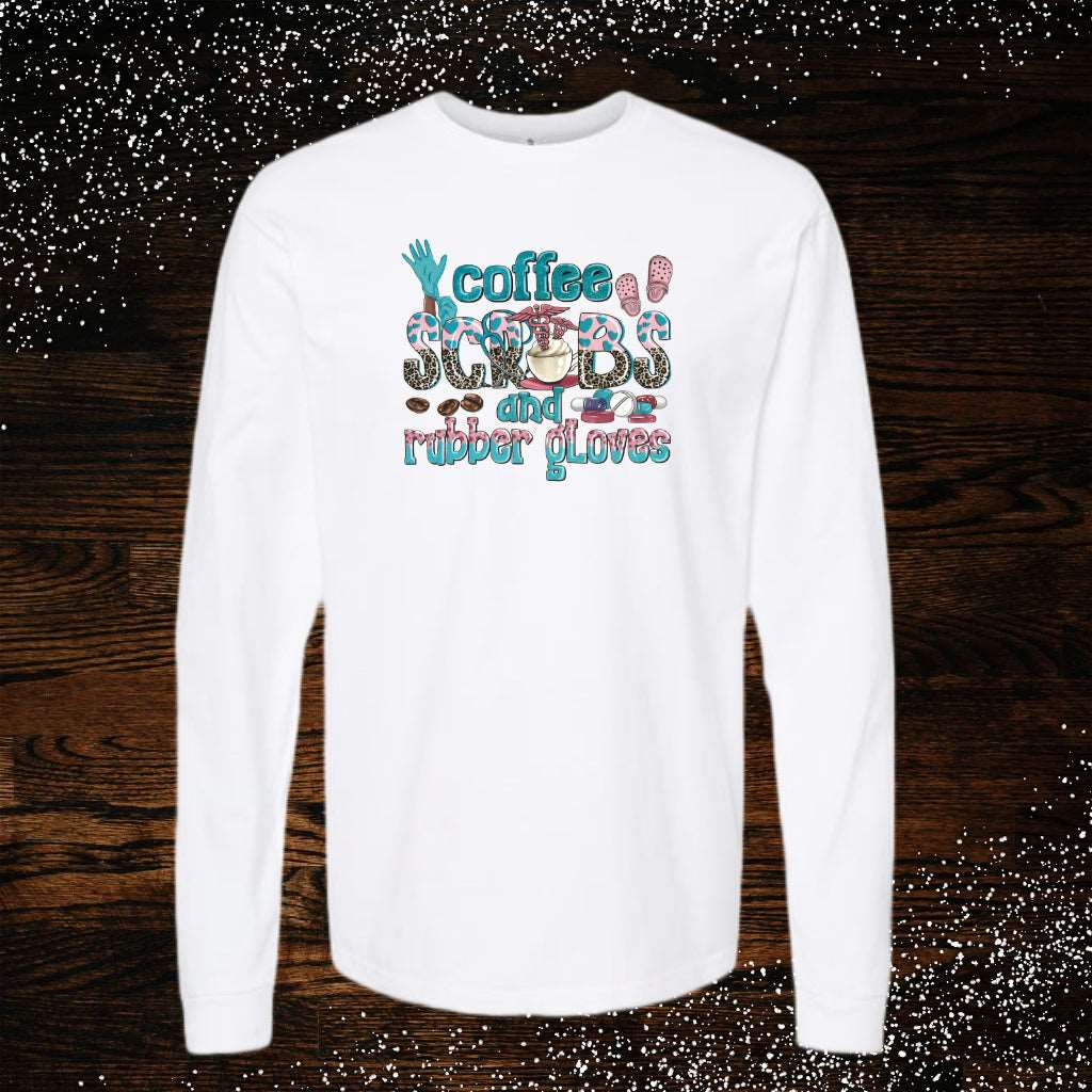 Coffee, Scrubs & Rubber Gloves (Adult Unisex Long Sleeve T-Shirt)