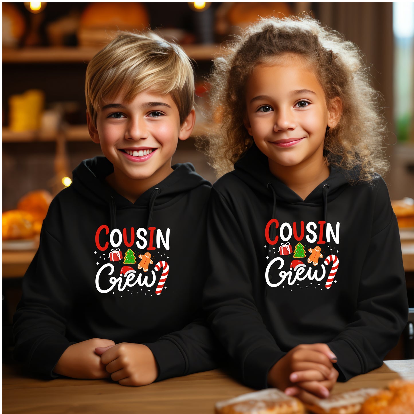 Sudadera unisex con capucha para niños Cousin Crew