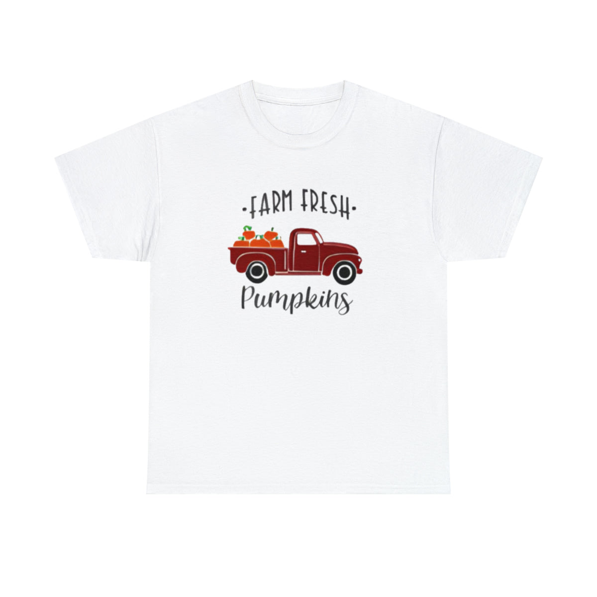 Citrouilles fraîches de la ferme, dans un camion rouge (T-shirt unisexe adulte) 