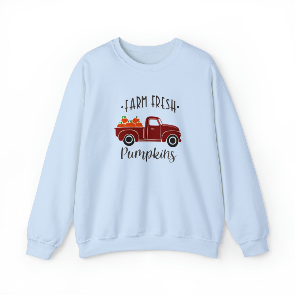 Sudadera unisex para adultos con calabazas frescas de granja en camioneta roja 