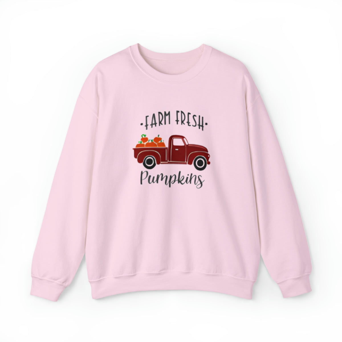 Citrouilles fraîches de la ferme dans une camionnette rouge (sweat-shirt unisexe adulte) 