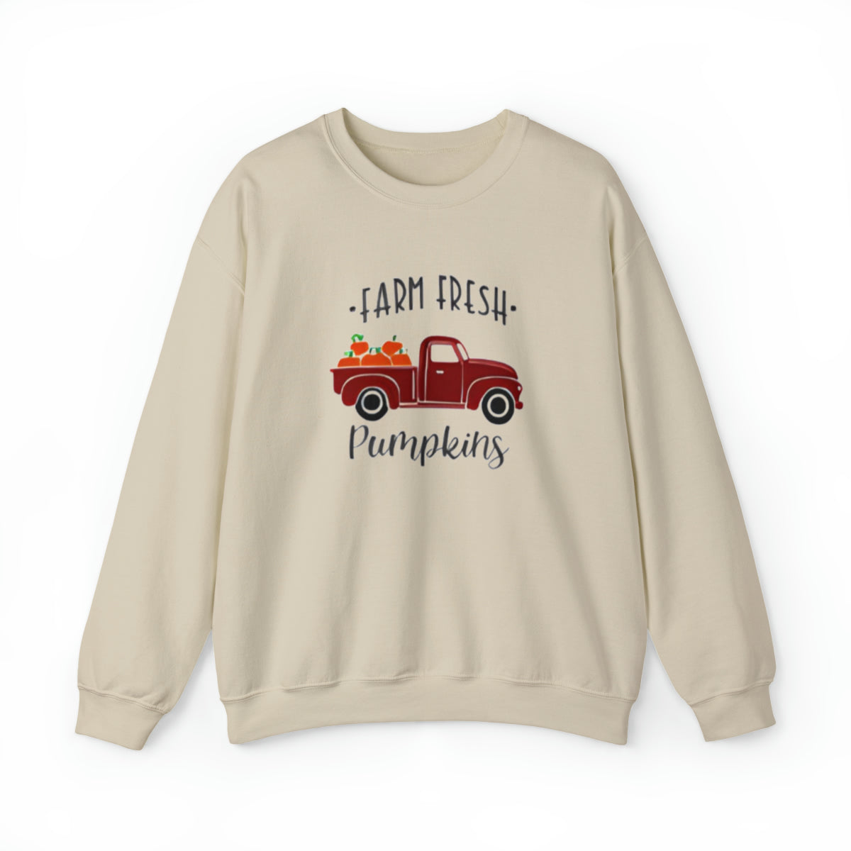 Citrouilles fraîches de la ferme dans une camionnette rouge (sweat-shirt unisexe adulte) 