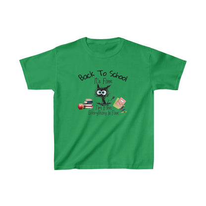 Gato asustado: estoy bien, de vuelta al cole (camiseta unisex para niños)