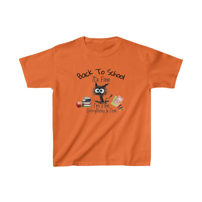 Scared Cat - I'm Fine, Back To School (Kids Unisex T-Shirt)