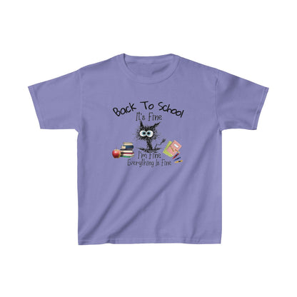 Scared Cat - I'm Fine, Back To School (Kids Unisex T-Shirt)