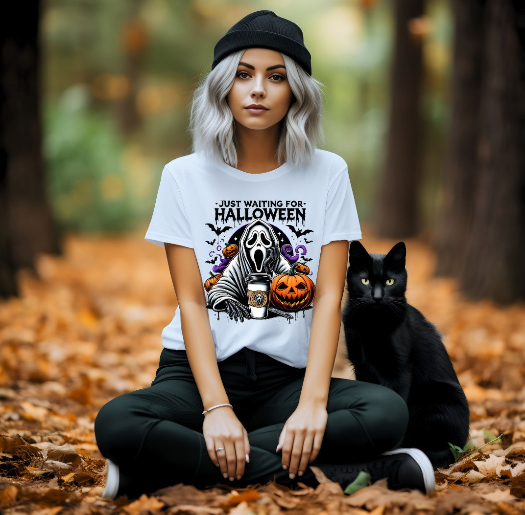 Ghostface Just Waiting for Halloween (Adult T-Shirt)