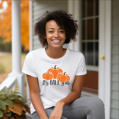 Es otoño y'all con calabazas (camiseta unisex)