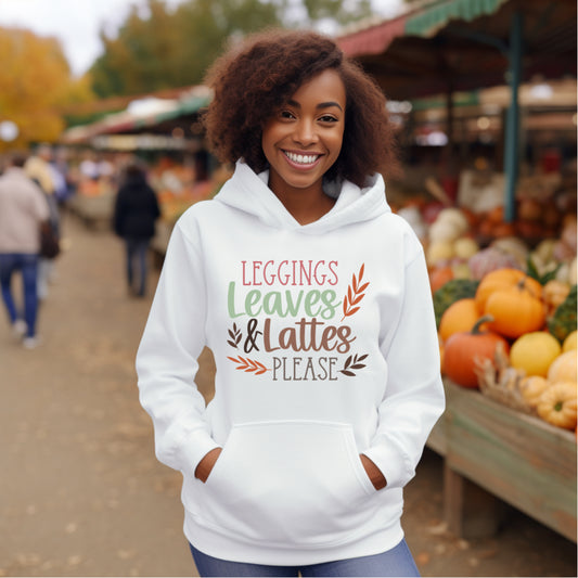 Leggings Leaves & Lattes Please (Womens Hoodie)