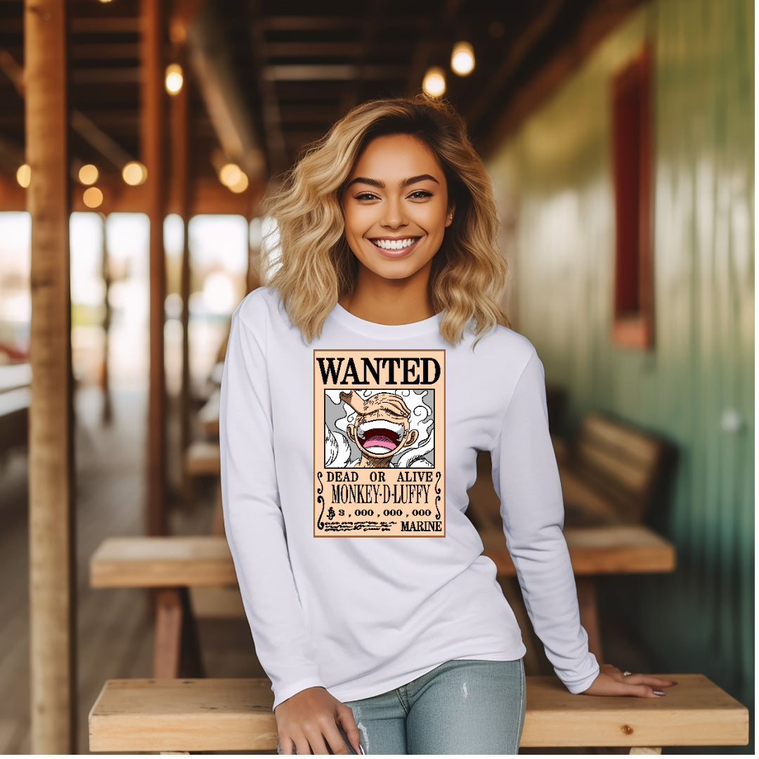 Wanted Monkey D Luffy (T-shirt unisexe à manches longues pour adulte)