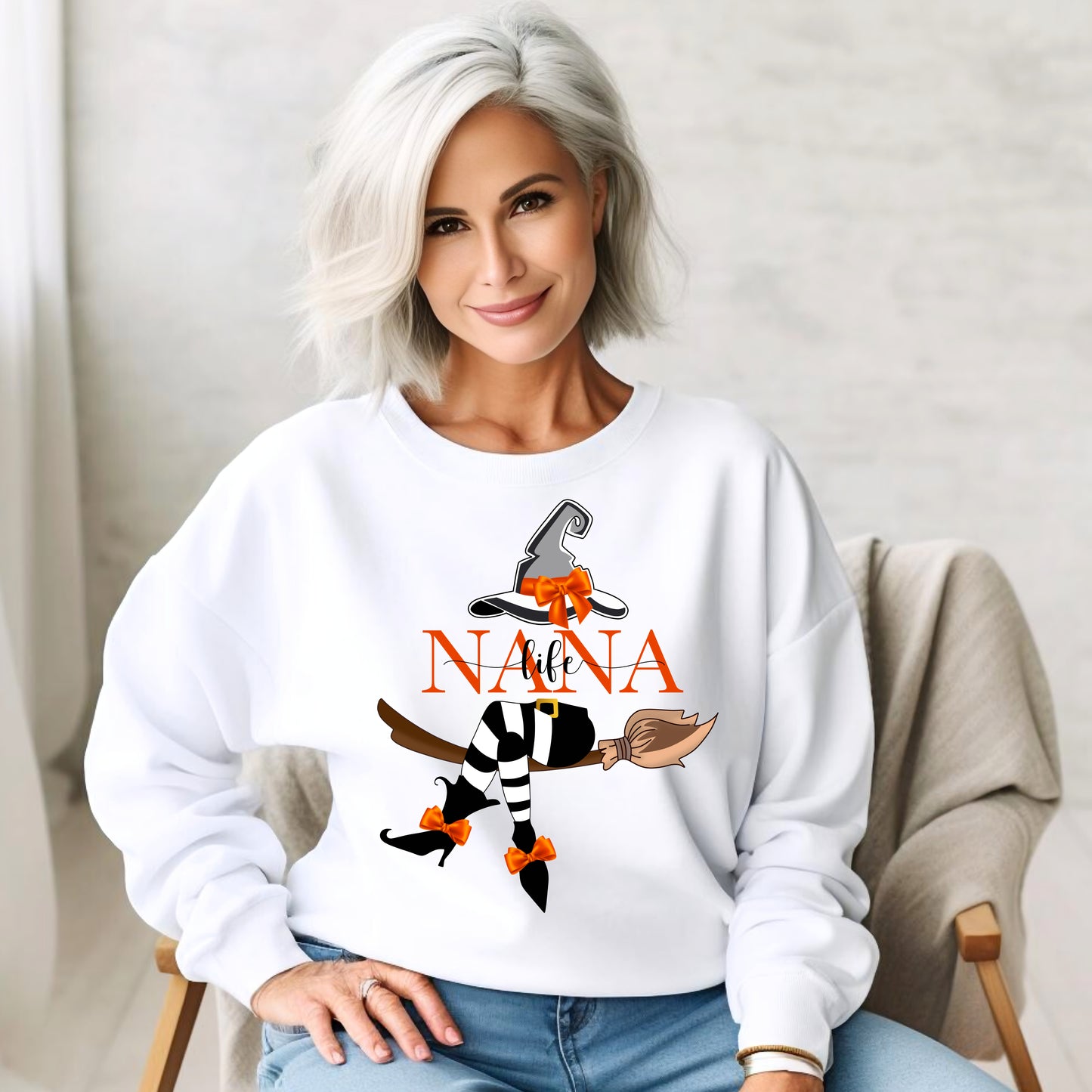 Nana Life Witch on Broom (Women's Sweatshirt)