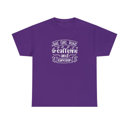 This Girl Runs on Caffeine and Sarcasm (Womens Adult T-Shirt)