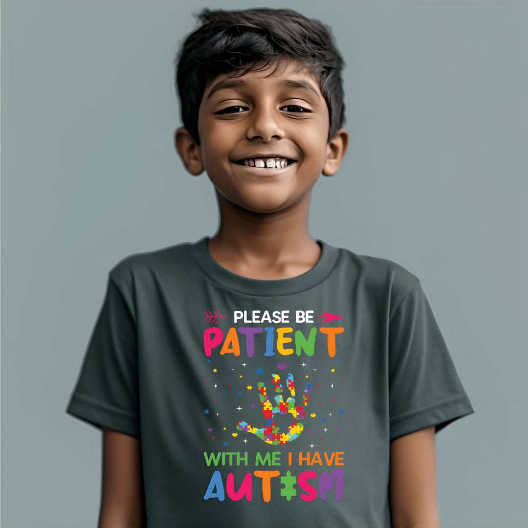 Be Patient Unisex Kids T-Shirt  A portion of this purchase will go towards the fight to find a cure for Autism