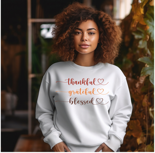 Reconnaissant, reconnaissant, béni (sweat-shirt unisexe pour adultes)