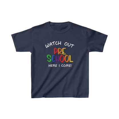 ¡Cuidado preescolar, allá voy! (Camiseta unisex para niños)