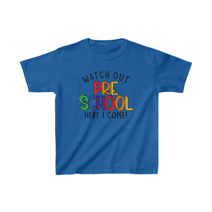 ¡Cuidado preescolar, allá voy! (Camiseta unisex para niños)