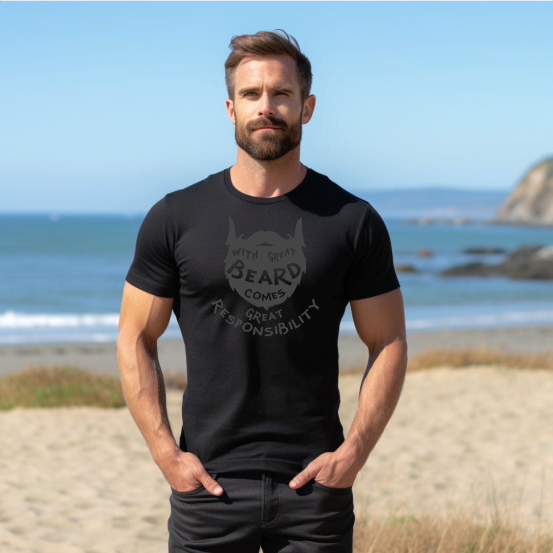 Una gran barba conlleva una gran responsabilidad (camiseta unisex para adultos)