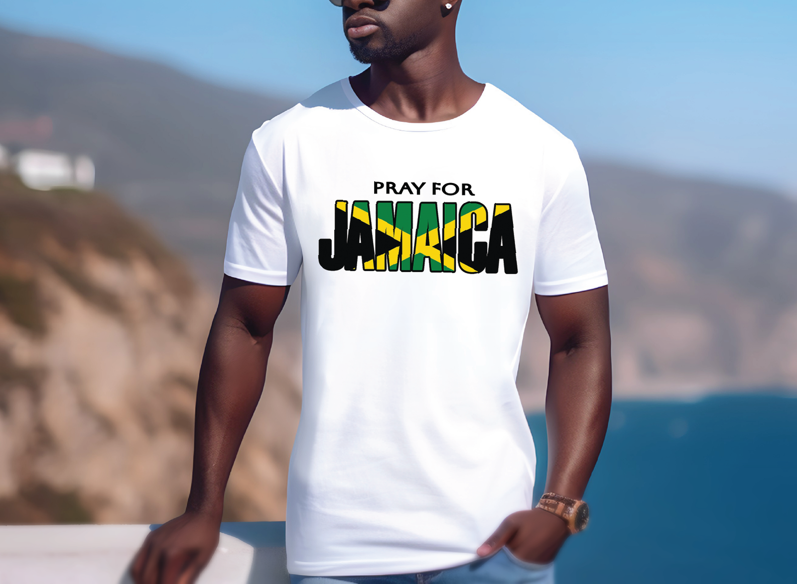 Pray for Jamaica T-Shirt Model